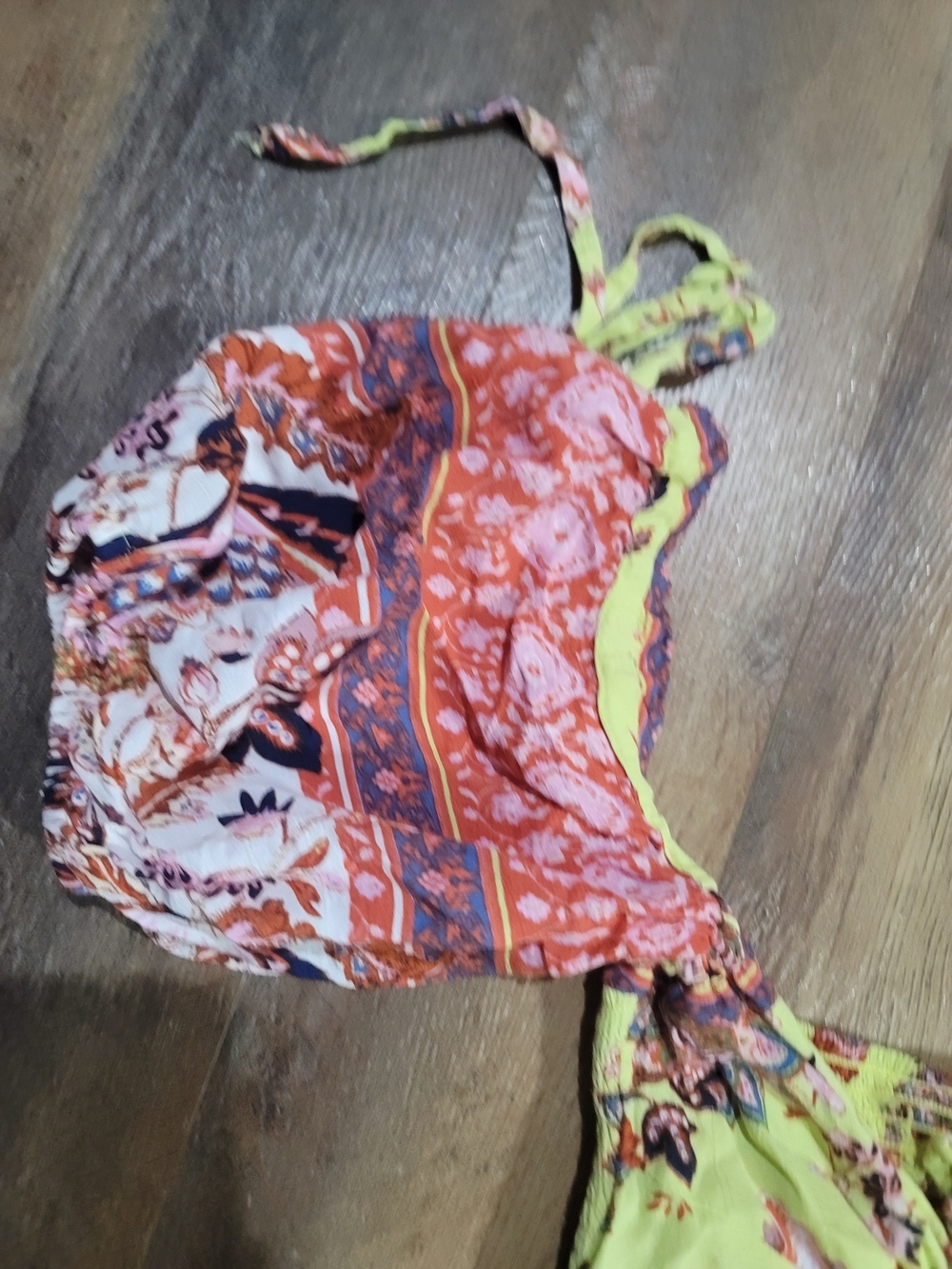 Free People Bali Jumper Lime Green Floral Cutout Wide Leg Jumpsuit XS EUC - Picture 5 of 14